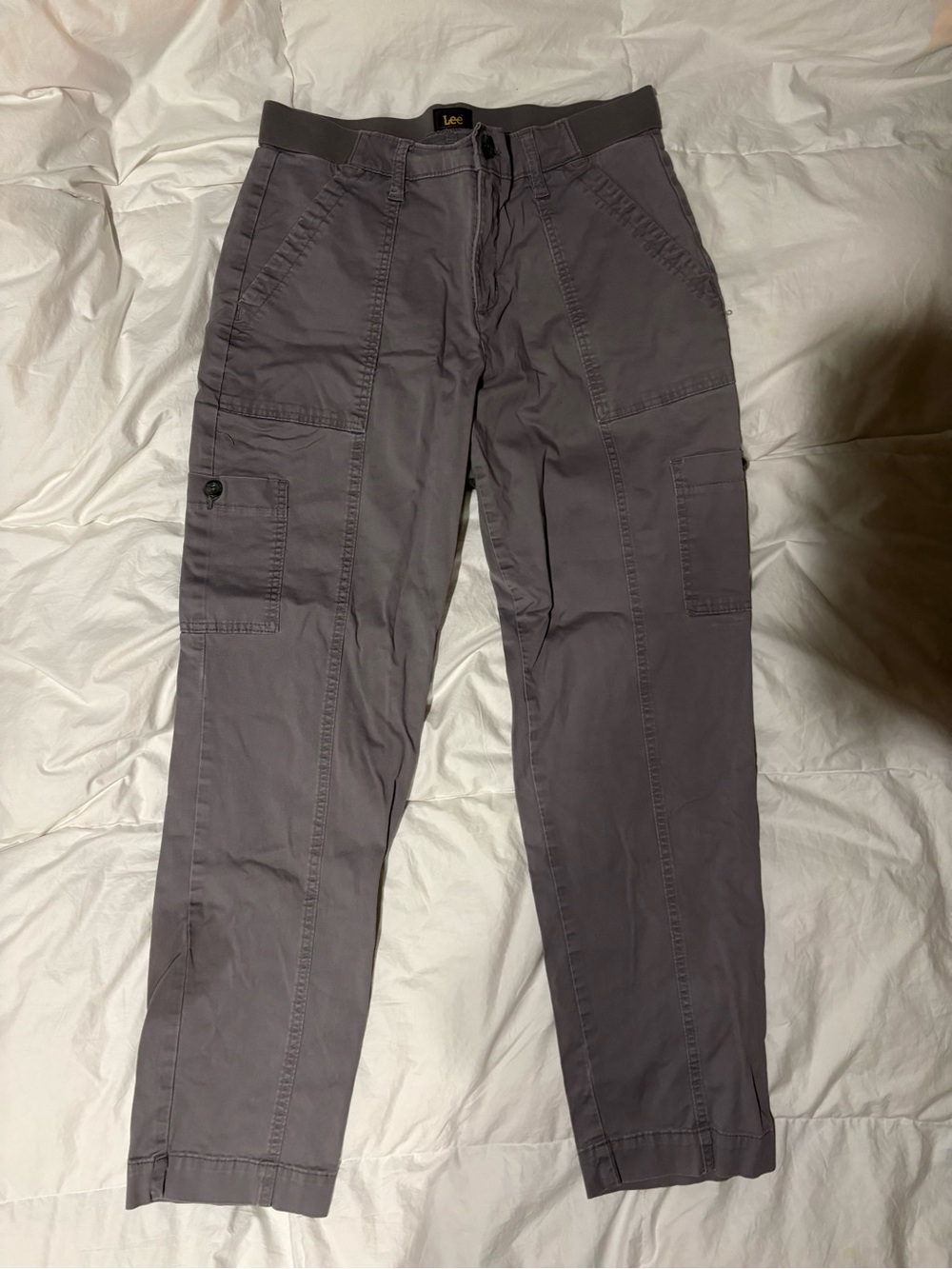 Lee Women’s Charcoal Cargo Pants with Stretch Waistband. Hiking, Outdoors